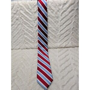 Tommy Hilfiger Men's Tie Blue And Red Striped Woven Silk
